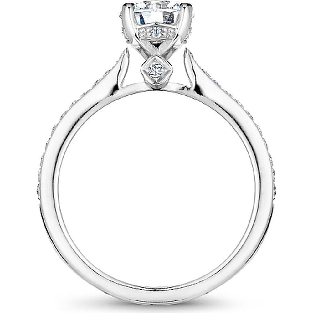 Round Cut Diamond Engagement Ring with Halo Setting and Pavé Band in White Gold by Noam Carver<em> - Choose Your Center Diamond: 1 to 5 Carats, Sustainable Lab-Grown or Natural Earth-Mined</em>