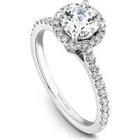 Round Cut Diamond Engagement Ring with Halo Setting and Pavé Band in White Gold by Noam Carver<em> - Choose Your Center Diamond: 1 to 5 Carats, Sustainable Lab-Grown or Natural Earth-Mined</em>