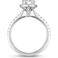 Round Cut Diamond Engagement Ring with Halo Setting and Pavé Band in White Gold by Noam Carver<em> - Choose Your Center Diamond: 1 to 5 Carats, Sustainable Lab-Grown or Natural Earth-Mined</em>