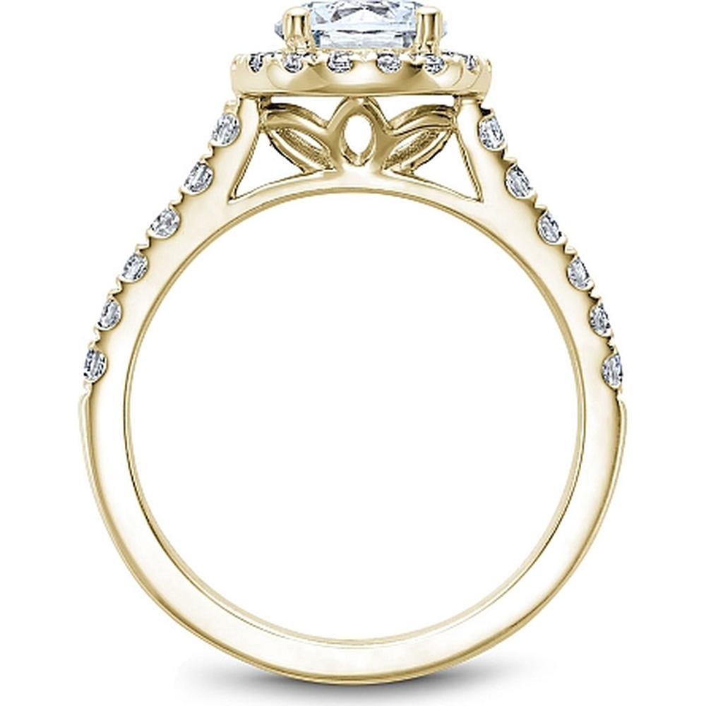 Round Cut Diamond Engagement Ring with Halo Setting and Pavé Band in Yellow Gold by Noam Carver<em> - Choose Your Center Diamond: 1 to 5 Carats, Sustainable Lab-Grown or Natural Earth-Mined</em>
