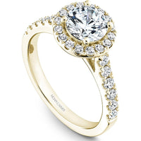 Round Cut Diamond Engagement Ring with Halo Setting and Pavé Band in Yellow Gold by Noam Carver<em> - Choose Your Center Diamond: 1 to 5 Carats, Sustainable Lab-Grown or Natural Earth-Mined</em>
