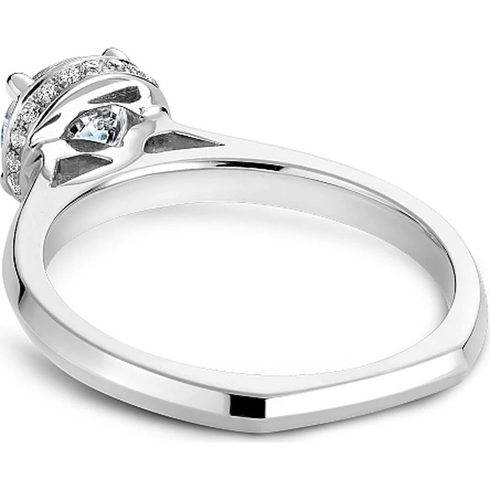 Round Cut Diamond Engagement Ring with Halo Setting and Pavé Shoulders in White Gold by Noam Carver<em> - Choose Your Center Diamond: 1 to 5 Carats, Sustainable Lab-Grown or Natural Earth-Mined</em>