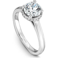 Round Cut Diamond Engagement Ring with Halo Setting and Pavé Shoulders in White Gold by Noam Carver<em> - Choose Your Center Diamond: 1 to 5 Carats, Sustainable Lab-Grown or Natural Earth-Mined</em>
