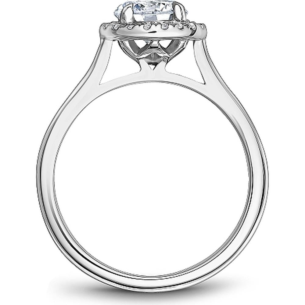 Round Cut Diamond Engagement Ring with Halo Setting and Sleek Band in White Gold by Noam Carver<em> - Choose Your Center Diamond: 1 to 5 Carats, Sustainable Lab-Grown or Natural Earth-Mined</em>