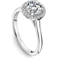 Round Cut Diamond Engagement Ring with Halo Setting and Sleek Band in White Gold by Noam Carver<em> - Choose Your Center Diamond: 1 to 5 Carats, Sustainable Lab-Grown or Natural Earth-Mined</em>