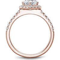 Round Cut Diamond Engagement Ring with Hexagonal Halo and Pavé Band in Rose Gold by Noam Carver<em> - Choose Your Center Diamond: 1 to 5 Carats, Sustainable Lab-Grown or Natural Earth-Mined</em>