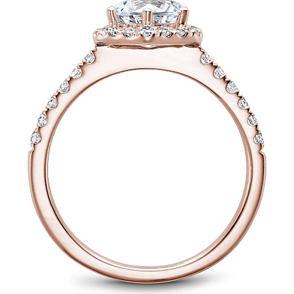 Round Cut Diamond Engagement Ring with Hexagonal Halo and Pavé Band in Rose Gold by Noam Carver<em> - Choose Your Center Diamond: 1 to 5 Carats, Sustainable Lab-Grown or Natural Earth-Mined</em>
