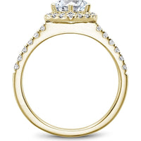 Round Cut Diamond Engagement Ring with Hexagonal Halo and Pavé Band in Yellow Gold by Noam Carver<em> - Choose Your Center Diamond: 1 to 5 Carats, Sustainable Lab-Grown or Natural Earth-Mined</em>