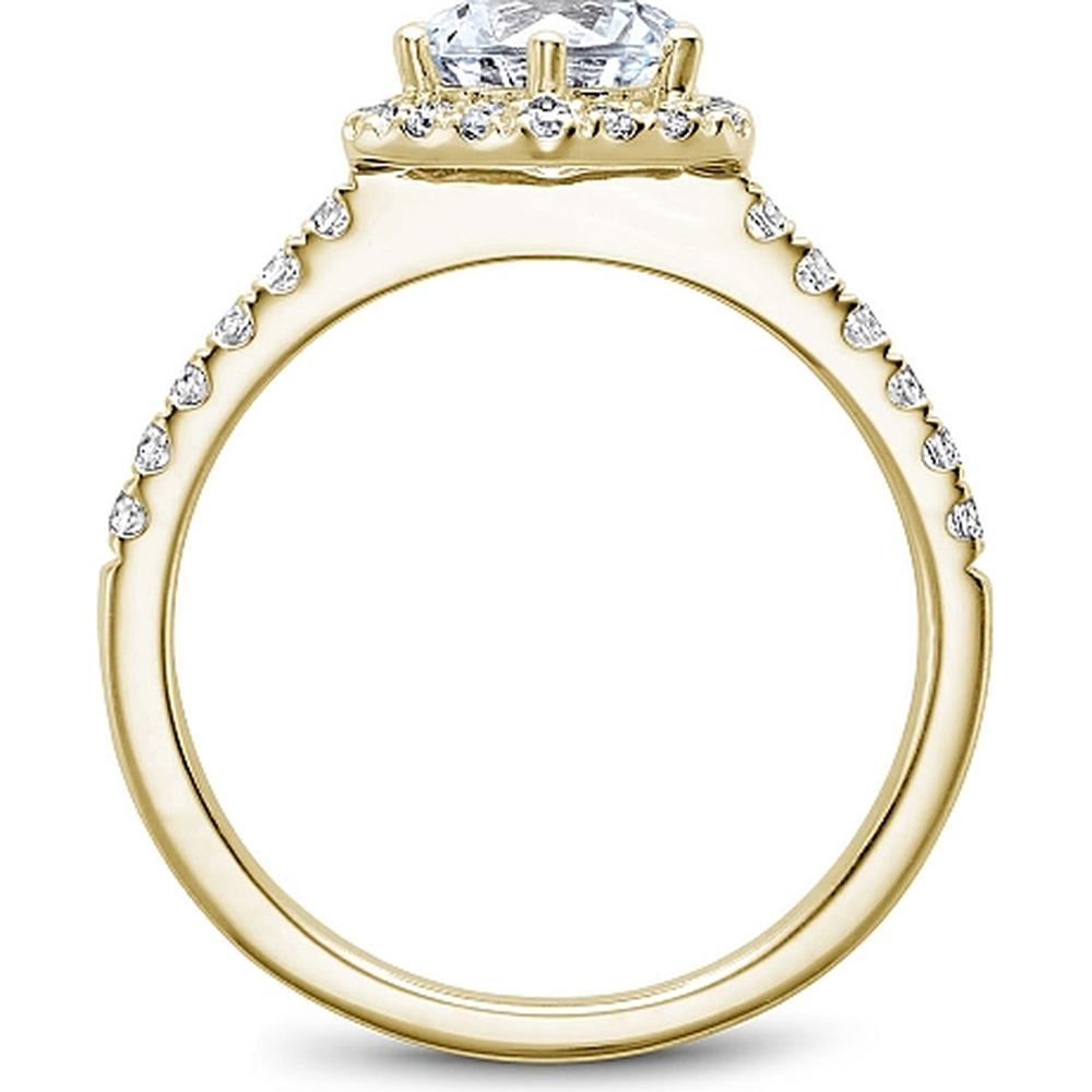 Round Cut Diamond Engagement Ring with Hexagonal Halo and Pavé Band in Yellow Gold by Noam Carver<em> - Choose Your Center Diamond: 1 to 5 Carats, Sustainable Lab-Grown or Natural Earth-Mined</em>