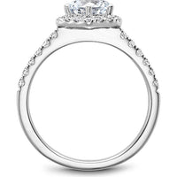 Round Cut Diamond Engagement Ring with Hexagonal Halo and Pavé-Set Band in White Gold by Noam Carver<em> - Choose Your Center Diamond: 1 to 5 Carats, Sustainable Lab-Grown or Natural Earth-Mined</em>