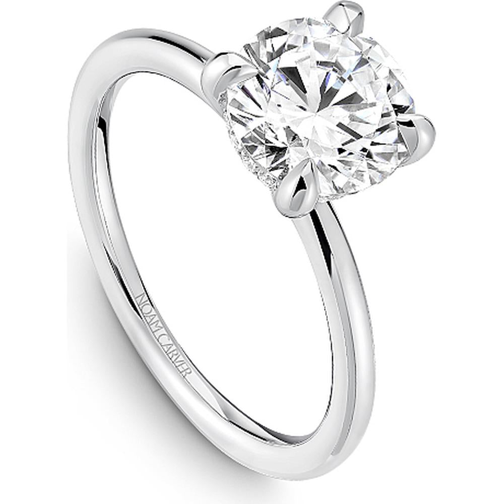 Round Cut Diamond Engagement Ring with Hidden Diamond Accents in White Gold by Noam Carver<em> - Choose Your Center Diamond: 1 to 5 Carats, Sustainable Lab-Grown or Natural Earth-Mined</em>