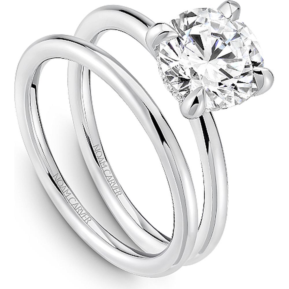 Round Cut Diamond Engagement Ring with Hidden Diamond Accents in White Gold by Noam Carver<em> - Choose Your Center Diamond: 1 to 5 Carats, Sustainable Lab-Grown or Natural Earth-Mined</em>