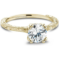 Round Cut Diamond Engagement Ring with Hidden Halo and Filigree Design in Yellow Gold by Noam Carver<em> - Choose Your Center Diamond: 1 to 5 Carats, Sustainable Lab-Grown or Natural Earth-Mined</em>