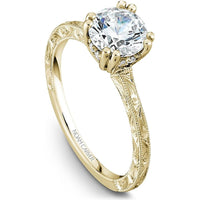 Round Cut Diamond Engagement Ring with Hidden Halo and Filigree Design in Yellow Gold by Noam Carver<em> - Choose Your Center Diamond: 1 to 5 Carats, Sustainable Lab-Grown or Natural Earth-Mined</em>