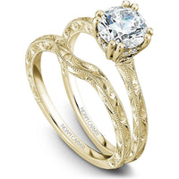 Round Cut Diamond Engagement Ring with Hidden Halo and Filigree Design in Yellow Gold by Noam Carver<em> - Choose Your Center Diamond: 1 to 5 Carats, Sustainable Lab-Grown or Natural Earth-Mined</em>