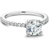 Round Cut Diamond Engagement Ring with Hidden Halo and Pav&eacute; Band in White Gold by Noam Carver<em> - Choose Your Center Diamond: 1 to 5 Carats, Sustainable Lab-Grown or Natural Earth-Mined</em>