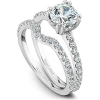 Round Cut Diamond Engagement Ring with Hidden Halo and Pav&eacute; Band in White Gold by Noam Carver<em> - Choose Your Center Diamond: 1 to 5 Carats, Sustainable Lab-Grown or Natural Earth-Mined</em>