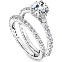 Round Cut Diamond Engagement Ring with Hidden Halo and Pavé Band in White Gold by Noam Carver<em> - Choose Your Center Diamond: 1 to 5 Carats, Sustainable Lab-Grown or Natural Earth-Mined</em>