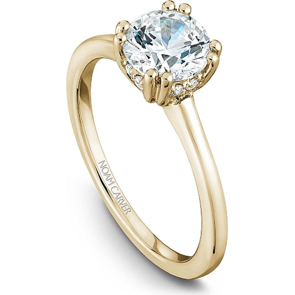 Round Cut Diamond Engagement Ring with Hidden Halo and Pav&eacute; Band in Yellow Gold by Noam Carver<em> - Choose Your Center Diamond: 1 to 5 Carats, Sustainable Lab-Grown or Natural Earth-Mined</em>
