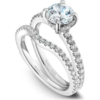 Round Cut Diamond Engagement Ring with Hidden Halo and Pavé-Set Band in White Gold by Noam Carver<em> - Choose Your Center Diamond: 1 to 5 Carats, Sustainable Lab-Grown or Natural Earth-Mined</em>