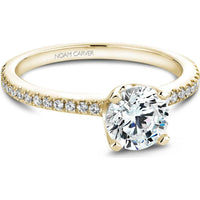Round Cut Diamond Engagement Ring with Hidden Halo and Pav&eacute;-Set Band in Yellow Gold by Noam Carver<em> - Choose Your Center Diamond: 1 to 5 Carats, Sustainable Lab-Grown or Natural Earth-Mined</em>