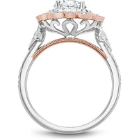 Round Cut Diamond Engagement Ring with Intricate Pavé Band in White and Rose Gold by Noam Carver<em> - Choose Your Center Diamond: 1 to 5 Carats, Sustainable Lab-Grown or Natural Earth-Mined</em>