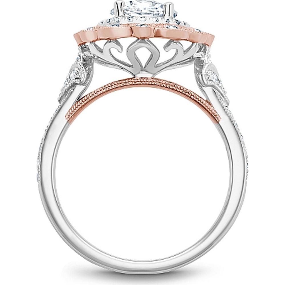 Round Cut Diamond Engagement Ring with Intricate Pavé Band in White and Rose Gold by Noam Carver<em> - Choose Your Center Diamond: 1 to 5 Carats, Sustainable Lab-Grown or Natural Earth-Mined</em>