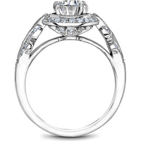 Round Cut Diamond Engagement Ring with Leaf Motifs and Milgrain Detail in White Gold by Noam Carver<em> - Choose Your Center Diamond: 1 to 5 Carats, Sustainable Lab-Grown or Natural Earth-Mined</em>