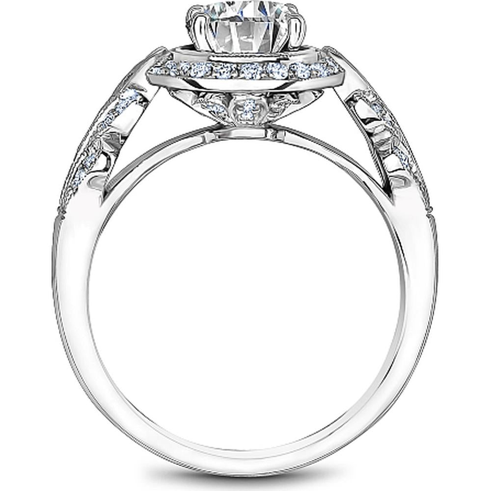 Round Cut Diamond Engagement Ring with Leaf Motifs and Milgrain Detail in White Gold by Noam Carver<em> - Choose Your Center Diamond: 1 to 5 Carats, Sustainable Lab-Grown or Natural Earth-Mined</em>