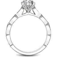 Round Cut Diamond Engagement Ring with Marquise Accents in White Gold by Noam Carver<em> - Choose Your Center Diamond: 1 to 5 Carats, Sustainable Lab-Grown or Natural Earth-Mined</em>