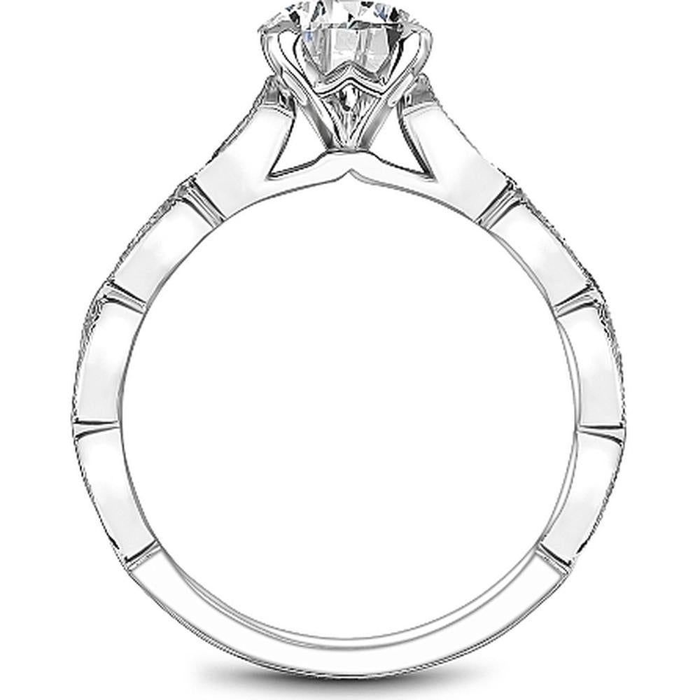 Round Cut Diamond Engagement Ring with Marquise Accents in White Gold by Noam Carver<em> - Choose Your Center Diamond: 1 to 5 Carats, Sustainable Lab-Grown or Natural Earth-Mined</em>