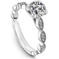 Round Cut Diamond Engagement Ring with Marquise Accents in White Gold by Noam Carver<em> - Choose Your Center Diamond: 1 to 5 Carats, Sustainable Lab-Grown or Natural Earth-Mined</em>