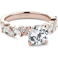 Round Cut Diamond Engagement Ring with Marquise and Round Diamonds in Rose Gold by Noam Carver<em> - Choose Your Center Diamond: 1 to 5 Carats, Sustainable Lab-Grown or Natural Earth-Mined</em>