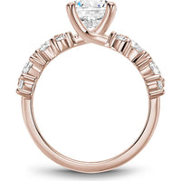 Round Cut Diamond Engagement Ring with Marquise and Round Diamonds in Rose Gold by Noam Carver<em> - Choose Your Center Diamond: 1 to 5 Carats, Sustainable Lab-Grown or Natural Earth-Mined</em>
