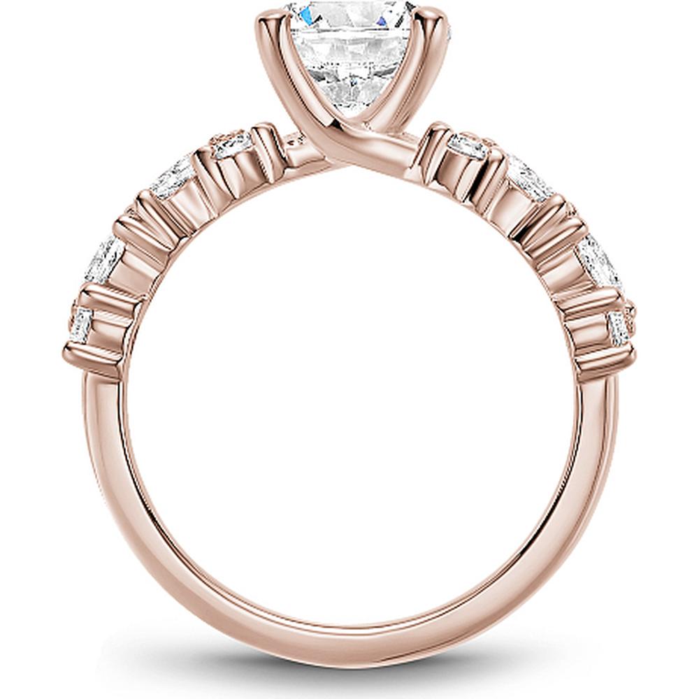 Round Cut Diamond Engagement Ring with Marquise and Round Diamonds in Rose Gold by Noam Carver<em> - Choose Your Center Diamond: 1 to 5 Carats, Sustainable Lab-Grown or Natural Earth-Mined</em>