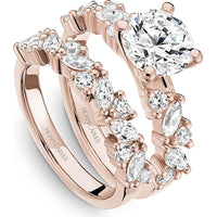 Round Cut Diamond Engagement Ring with Marquise and Round Diamonds in Rose Gold by Noam Carver<em> - Choose Your Center Diamond: 1 to 5 Carats, Sustainable Lab-Grown or Natural Earth-Mined</em>