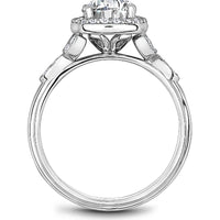 Round Cut Diamond Engagement Ring with Marquise Designs and Milgrain Details in White Gold by Noam Carver<em> - Choose Your Center Diamond: 1 to 5 Carats, Sustainable Lab-Grown or Natural Earth-Mined</em>