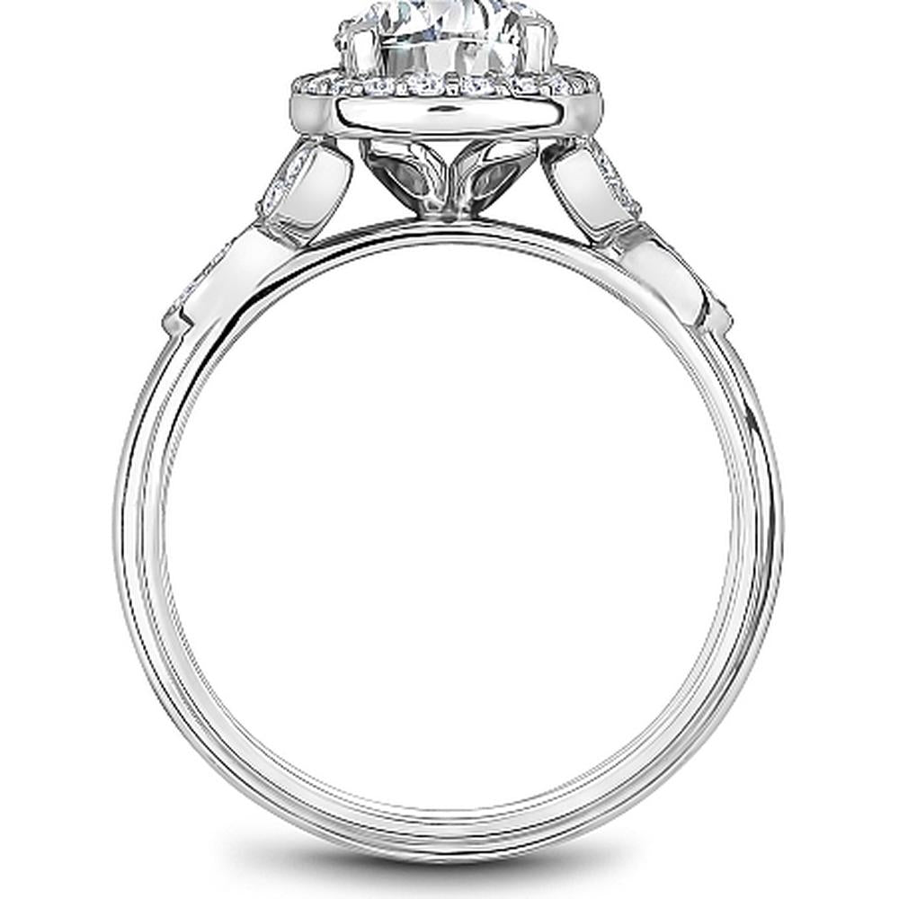 Round Cut Diamond Engagement Ring with Marquise Designs and Milgrain Details in White Gold by Noam Carver<em> - Choose Your Center Diamond: 1 to 5 Carats, Sustainable Lab-Grown or Natural Earth-Mined</em>
