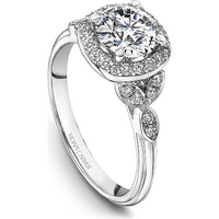 Round Cut Diamond Engagement Ring with Marquise Designs and Milgrain Details in White Gold by Noam Carver<em> - Choose Your Center Diamond: 1 to 5 Carats, Sustainable Lab-Grown or Natural Earth-Mined</em>