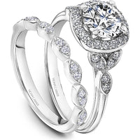 Round Cut Diamond Engagement Ring with Marquise Designs and Milgrain Details in White Gold by Noam Carver<em> - Choose Your Center Diamond: 1 to 5 Carats, Sustainable Lab-Grown or Natural Earth-Mined</em>