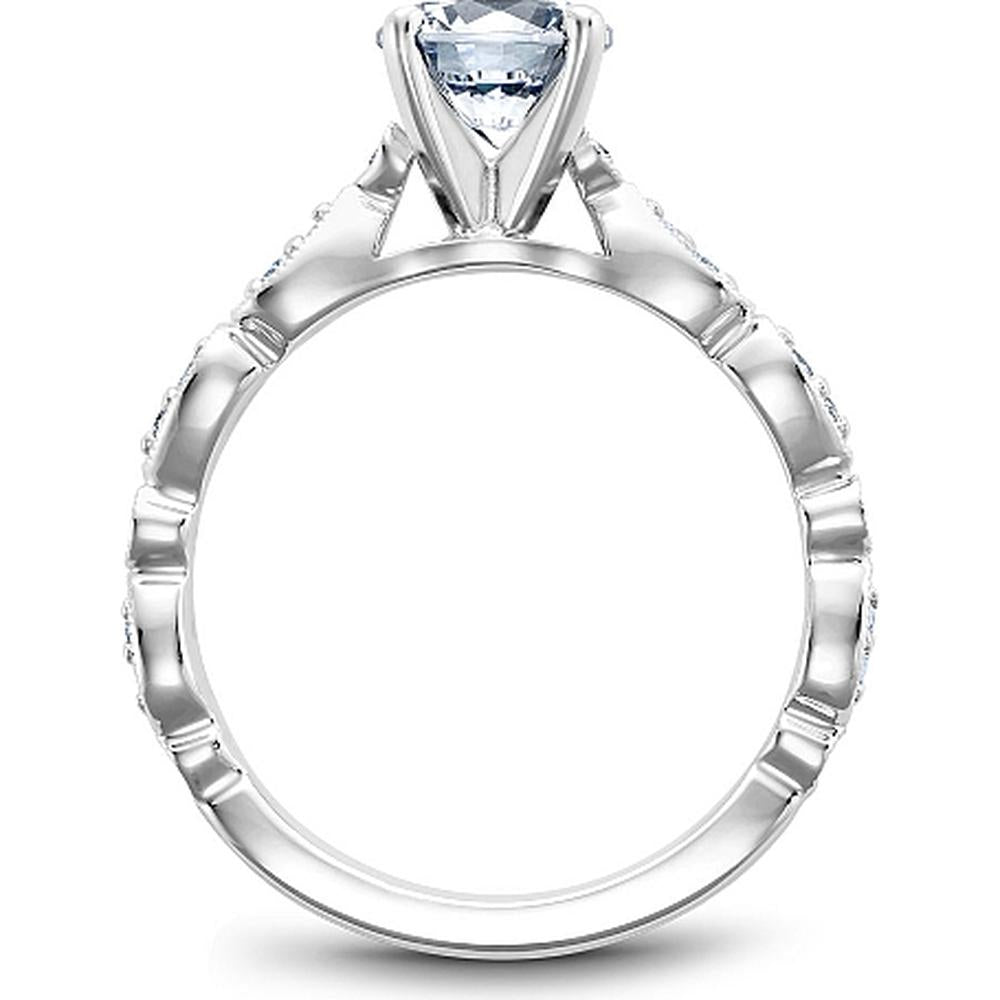 Round Cut Diamond Engagement Ring with Marquise Detailing and Milgrain in White Gold by Noam Carver<em> - Choose Your Center Diamond: 1 to 5 Carats, Sustainable Lab-Grown or Natural Earth-Mined</em>