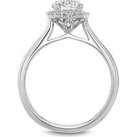 Round Cut Diamond Engagement Ring with Marquise Halo and Milgrain Details in White Gold by Noam Carver<em> - Choose Your Center Diamond: 1 to 5 Carats, Sustainable Lab-Grown or Natural Earth-Mined</em>