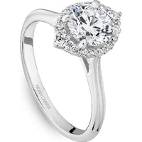 Round Cut Diamond Engagement Ring with Marquise Halo and Milgrain Details in White Gold by Noam Carver<em> - Choose Your Center Diamond: 1 to 5 Carats, Sustainable Lab-Grown or Natural Earth-Mined</em>