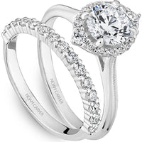 Round Cut Diamond Engagement Ring with Marquise Halo and Milgrain Details in White Gold by Noam Carver<em> - Choose Your Center Diamond: 1 to 5 Carats, Sustainable Lab-Grown or Natural Earth-Mined</em>