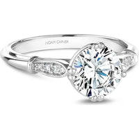 Round Cut Diamond Engagement Ring with Marquise-Shaped Milgrain Patterns in White Gold by Noam Carver<em> - Choose Your Center Diamond: 1 to 5 Carats, Sustainable Lab-Grown or Natural Earth-Mined</em>