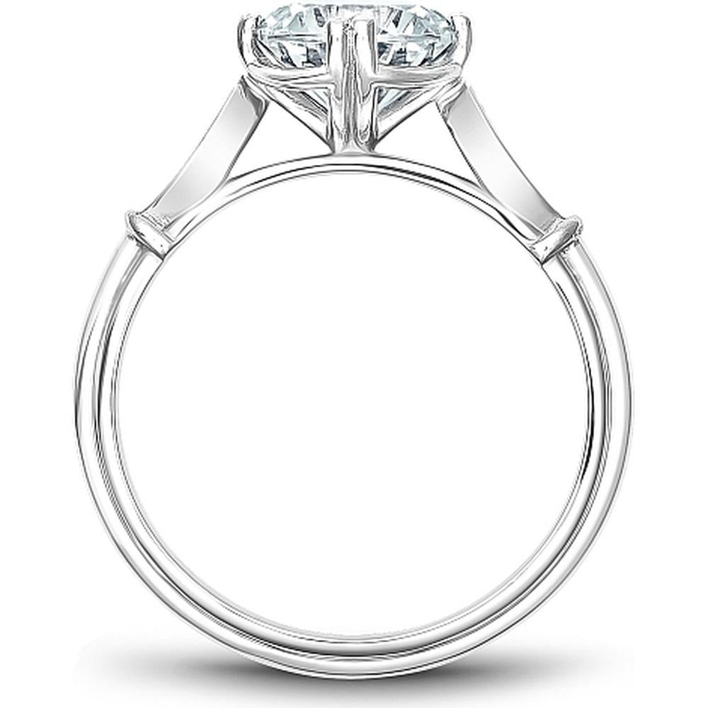 Round Cut Diamond Engagement Ring with Marquise-Shaped Milgrain Patterns in White Gold by Noam Carver<em> - Choose Your Center Diamond: 1 to 5 Carats, Sustainable Lab-Grown or Natural Earth-Mined</em>