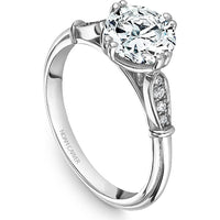 Round Cut Diamond Engagement Ring with Marquise-Shaped Milgrain Patterns in White Gold by Noam Carver<em> - Choose Your Center Diamond: 1 to 5 Carats, Sustainable Lab-Grown or Natural Earth-Mined</em>
