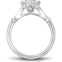Round Cut Diamond Engagement Ring with Marquise-Shaped Milgrain Patterns in White Gold by Noam Carver<em> - Choose Your Center Diamond: 1 to 5 Carats, Sustainable Lab-Grown or Natural Earth-Mined</em>