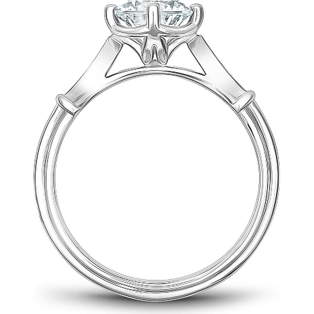 Round Cut Diamond Engagement Ring with Marquise-Shaped Milgrain Patterns in White Gold by Noam Carver<em> - Choose Your Center Diamond: 1 to 5 Carats, Sustainable Lab-Grown or Natural Earth-Mined</em>
