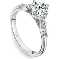 Round Cut Diamond Engagement Ring with Marquise-Shaped Milgrain Patterns in White Gold by Noam Carver<em> - Choose Your Center Diamond: 1 to 5 Carats, Sustainable Lab-Grown or Natural Earth-Mined</em>